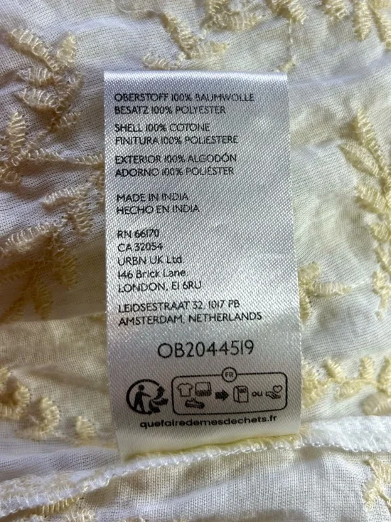 Anthropologie Cream Embroidered Peplum Blouse - Boho Prairie Top - Picture 7 of 7